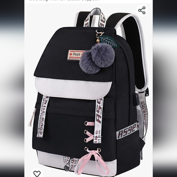 🛒🛍️💥NWT Asge Back Pack Black White Padded Straps Waterproof Ergonomic Design - Picture 5 of 16